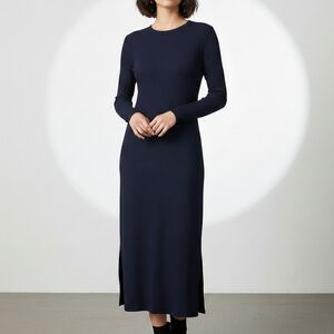 Elegant Navy Blue Long Sleeve Dress